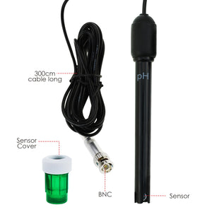 PH Electrode Sensor Probe 300cm Water Analyzer For Experiment Laboratory Hydroponics Pool Water Analyzer PH Meter Tester