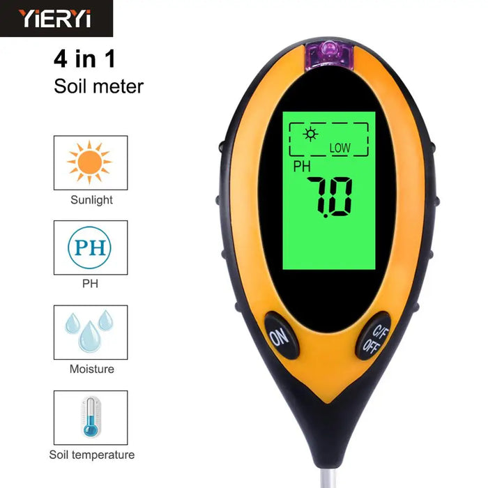 4 in1 Plant Earth Soil PH Moisture Light Meter Thermometer Temperature Sunlight Tester For Gardening Farming