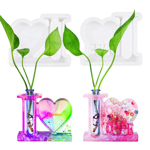 Love Heart Flower Vase Hydroponic Plant Propagation Station Epoxy Resin Mold Decoration Silicone Mould DIY Craft Casting Tool