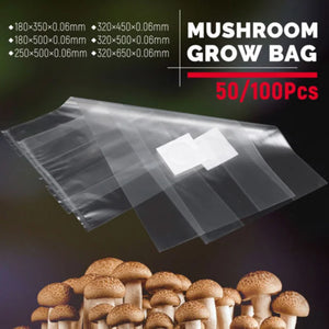 100Pcs PVC Mushroom Grow Bag Spawn Media Grow Substrate High Temp Pre Sealable Gardening Planting Supplies