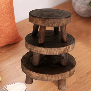 Solid Wood Round Bench Flower Pot Holder Plant and Succulent Flower Pot Base Display Stand Stool Home Garden Patio Decor