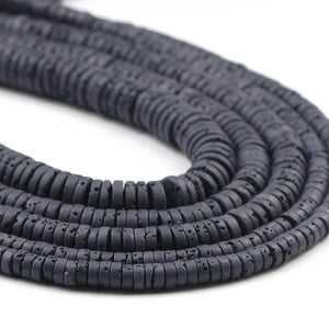 WLYeeS Natural Black Volcanic lava Stone beads for Jewelry making 4 6 8mm Flat Round rock Loose Spacer Beads DIY Bracelets 15''