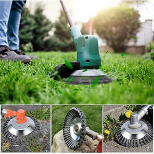 Steel Wire Wheel Garden Weed Brush Lawn Mower Grass Eater Trimmer Brush Cutter Tools Garden Grass Trimmer Head Weed Brush