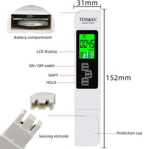 Digital PH TDS EC Meter Water Purity PPM Filter Hydroponic Detector for Aquarium Pool Water Quality Monitor Measure Tool 60%OFF