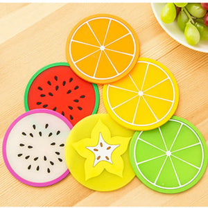 7 PCS Fruit Shape Silicone Cup Pad Slip Insulation Pad Cup Mat Holder Orange/Watermelon/Carambola/Dragon Fruit Wholesale store