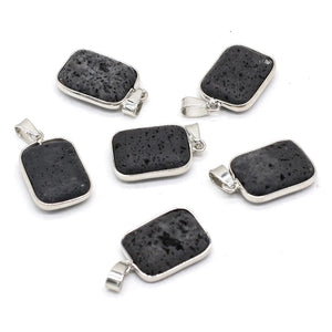 2021 New Black Lava Stone Pendant Heart Oval Drop-shaped Natural Volcanic Rock Charms for DIY Pendants Necklace Making Jewelry