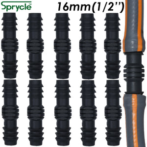 SPRYCLE 10PCS 16mm Couplings Straight Connector Micro Drip Irrigation 1/2'' PE Pipe Tubing Hose Repair Fitting Garden Watering