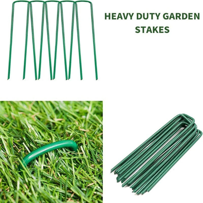 10Pieces Garden Stakes Galvanized Landscape Staples U-Type Turf Staples for Artificial Grass Rust Proof Sod Pins Stakes