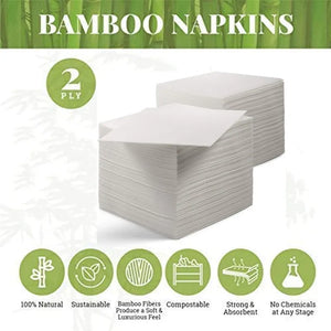 100% Compostable and Eco-friendly Bamboo Dinner Napkins Perfect for Everyday Dinning,Beverages or Cocktail Disposable