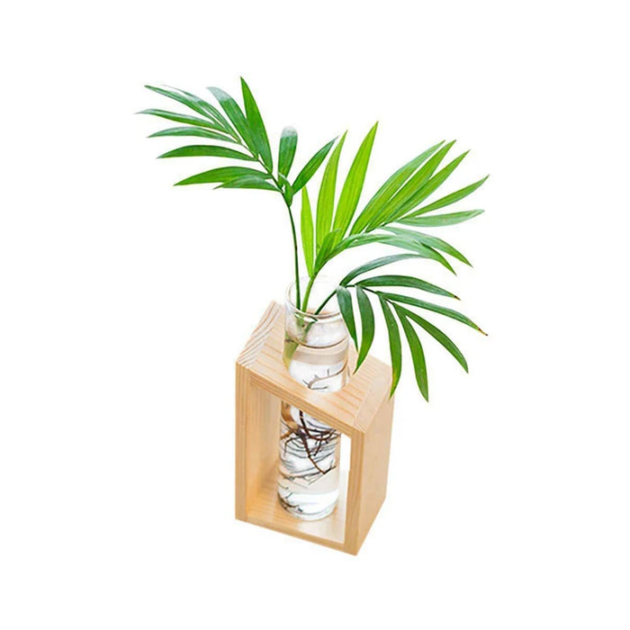 Hot Sale Crystal Glass Test Tube Vase in Wooden Stand Flower Pots for Hydroponic Plants Home Garden Decoration 1PCS