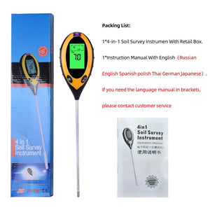 4 in1 Plant Earth Soil PH Moisture Light Meter Thermometer Temperature Sunlight Tester For Gardening Farming