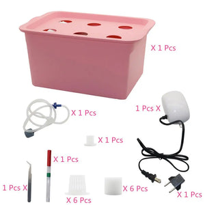 1 Set 6 Hole Plant Hydroponic System Indoor Garden Box Growth Kit Garden Flower Pot Plant Seed Nursery Flower Pot 220V/110V