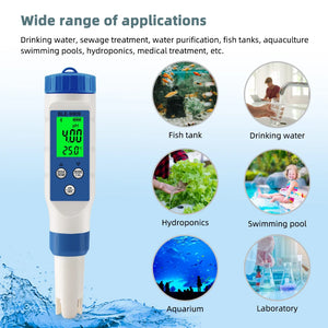 PH EC TDS Salinity TEMP Meter Digital Water Quality Tester Smart Online Blue Tooth Monitor APP Control for Aquariums Hydroponics