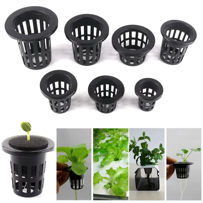 50Pcs Black Hydroponic Baskets Mesh Cup Vetical Hydroponic Growing System Organic Soilless Planting Aeroponic Nursery Pots