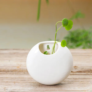 Korean Retro Hydroponic Ceramic Black and White  Wall Hung  Fleshy Flowerpot Simple Plant Pot Office Decor Gardening Creative