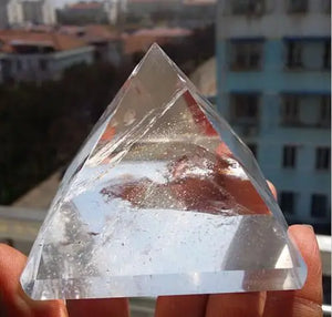 320~450g 70*70mm AAAA+ ++Transparent Large Natural Rock Clear Quartz Crystal Pyramid Water Clear Garden Quartz Healing