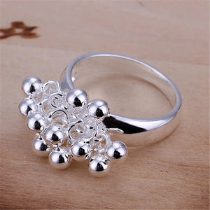 925 Fashion fashion Wedding Silver color ring beads charms for WOMEN Lady silver color cute Ring jewelry engagement R016 MARK ,