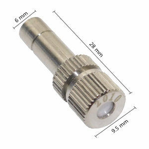 50Pcs 6mm Misting Nozzle 0.1~0.8mm Quick Connect Metal Nozzle Garden Atomization Irrigation Sprinkler Cooling Landscaping Nozzle