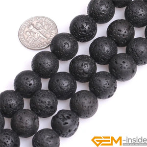 Round Black Volcanic Lava Rock Beads Fashion DIY Beads Natual Stone Beads For Jewelry Making Strand 15" Free Shipping 4mm-20mm