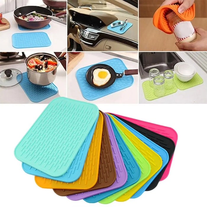 Hot ! Kitchen Silicone Heat Resistant Table Mat Non-slip Pot Pan Holder Pad Cushion Protect Table Tool  Heat Resistant Table