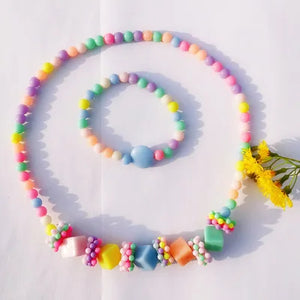 1 bag of mixed hair  New Fashion Acrylic Bead Flower Children Necklace Color Bead Children Bracelet Necklace Set