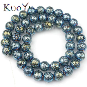 Multicolor Volcanic Rock Lava Stone Round Loose Spacer Bead For Jewelry Making Natural Stone Beads Diy Men Charm Bracelet 4-12mm