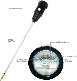 Soil pH & Moisture Meter Gardening Monitor Tool Test Kits For Plant Care, Great For Garden, Field, Lawn, Farm, Indoor & Outdoor