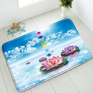 Zen Plant Flower Door Mats Bamboo Lotus Orchid Running Water Spa Garden Scenery Kitchen Rug Bathroom Decor Non-slip Bath Mat Set