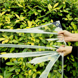 Waterproof Transparent PVC Tarpaulin With Eyelets Weatherproof Foldable 0.39mm Rain Cover Garden Furniture Plants Greenhouse