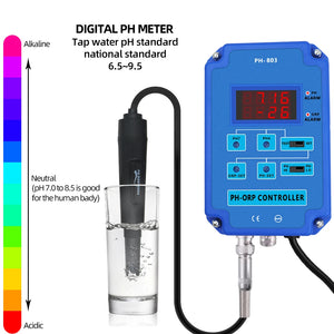 Digital 2&1 PH ORP Monitor Redox Controller w/ Output Power Relay  for Aquarium Hydroponics Plant Pool Spa BNC Replaceable probe