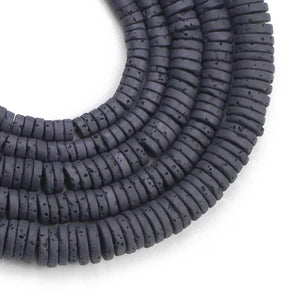 WLYeeS Natural Black Volcanic lava Stone beads for Jewelry making 4 6 8mm Flat Round rock Loose Spacer Beads DIY Bracelets 15''