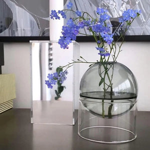 Round Glass Vase Potted Decoration Nordic Style Decorative Vase Hydroponic Terrarium Arrangement Container Flower Table Vase