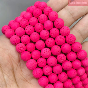 Natural Lava Hematite Stone Beads Rose Pink Volcanic Rock Round Beads For Jewelry Making DIY Bracelet Accessories 15''4 6 8 10mm