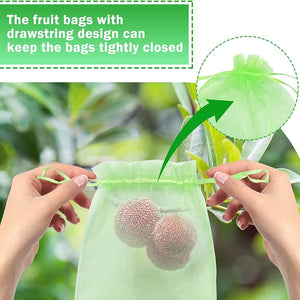 20-100pcs Strawberry Grapes Fruit Grow Bags Netting Mesh Vegetable Plant Protection Bags For Pest Control Anti-Bird Garden Tools