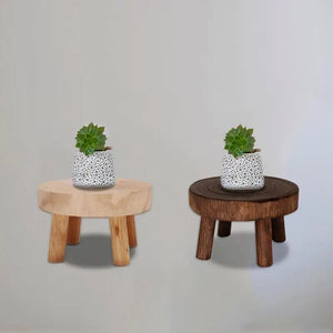 Solid Wood Round Bench Flower Pot Holder Plant and Succulent Flower Pot Base Display Stand Stool Home Garden Patio Shelf