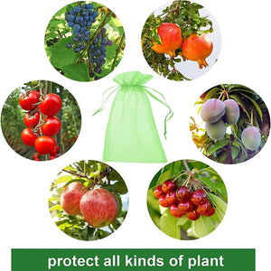 100/50 Pack Fruit Protection Bags Grape Mesh Pouch with Drawstring Reusable Strawberry Grow Bag Organza Net Bag for Pest Control