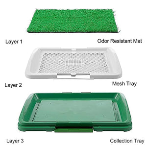 Pet Dog Grass Pad with Tray,Outdoor and Indoor Potty System Dog Litter Box Toilet Pee Pad for Dogs Waterproof Turf Dog Potty