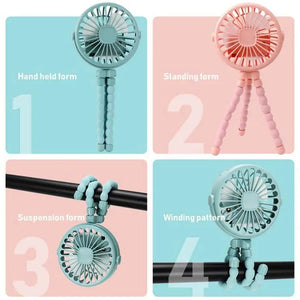 Portable Outdoor Fan USB Rechargeable Clip-on Baby Fan 3 Speeds 600mAh Mini Home Stroller Fans Cooling Appliances Household