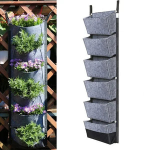 New 6/7 Pocket Vertical Growing Planting Bag Felt Wall Hanging Flower Vegetable Growing Container Outdoor Indoor Garden Planter