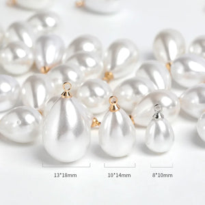 10pcs 10x20mm mini acrylic pearl Pendant DIY water drop beads pendant earring ornaments jewelry making parts wholesale