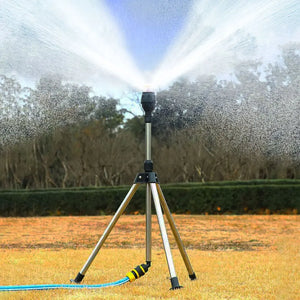 360 Rotary Irrigation Sprinkler Head with Tripod Telescopic Support Automatic Rotating Sprayer Garden Lawn Watering Sprinkler