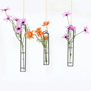 Creative Iron Art Glass Vase Hemp Rope Pendant Living Room Wall Hanging Hydroponic Plant Container Hanging Wall Decoration