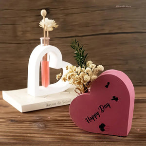 DIY Hollow Heart Shape Vase Silicone Mold Hydroponic Plant Containers Resin Casting Mould Plaster Flower Pot 3D Handmade Tools