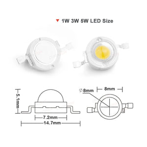 1W 3W 5W  High Power Smd Led Chip 1 3 5 Watt Warm Natural Cool White Uv Orange Red Blue Green Cob Light Emitter Diode Bulbs Bead