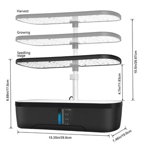 12 Pods Hydroponics Growing System, Herb Garden Kit Indoor Adjustable Height with Automatic Timer 20-Watt LED Grow Light