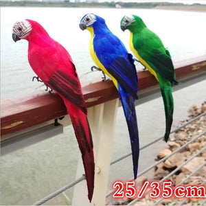 25/35cm Handmade Simulation Parrot Creative Feather Lawn Figurine Ornament Animal Bird Garden Bird Prop Decoration