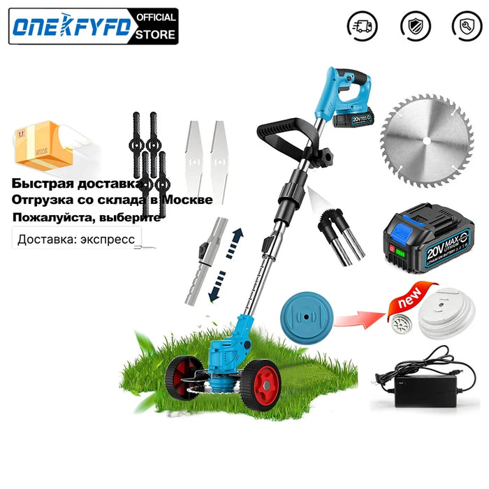 Electric Lawn Mower 21V Cordless Grass Trimmer Length Adjustable Cutter Household Garden Tools Compatible Makita 18V Battery