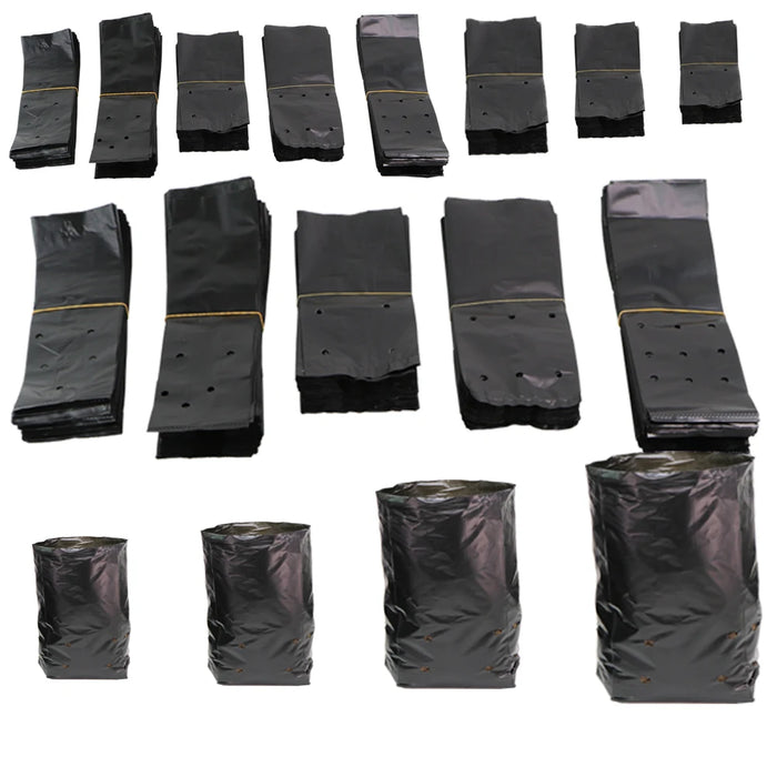 14 Sizes PE Plastic Planting Seedling Bag Black Growth Bags Garden Flowers Fruits And Vegetables Cultivation Transplantation