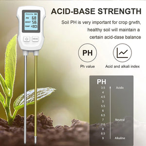 Digital LCD Soil Tester PH/Moisture/Temp 3.0-9 pH Meter Heat-resistant Metal Sensor Humidity Monitor for Flower Plants Gardening