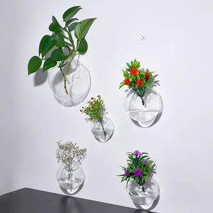 Fashion Wall Hanging Semi-circular Glass Flower Vase Plant Hydroponic Terrarium Wall Fish Tank Aquarium Container Home Decor